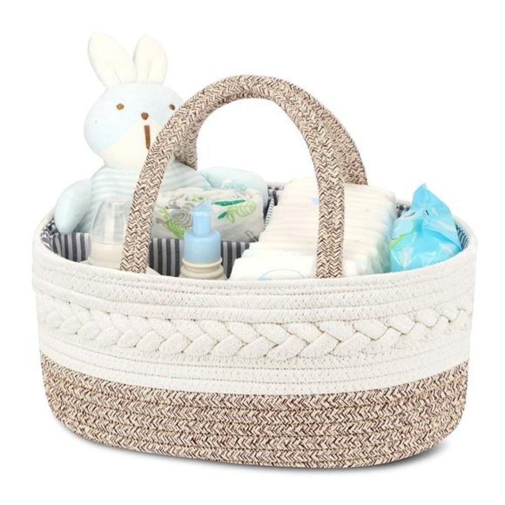 Boho Cotton Rope Diaper Caddy Basket Changing Table Storage